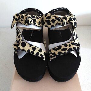 NEW Loeffler Randall Maisie Leopard Animal Print Canvas Platform Sandals 7M